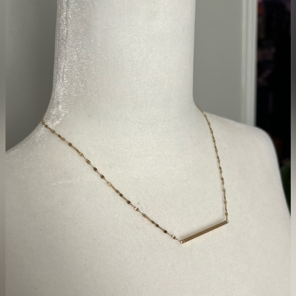 14K Yellow Gold Square Bar Necklace - Picture 3 of 6